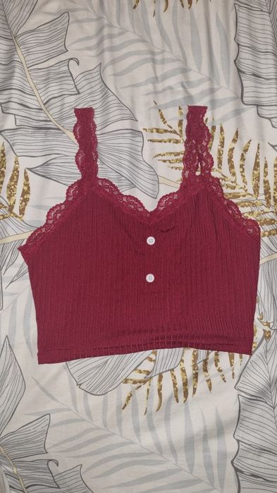 Top Curto Bordeaux