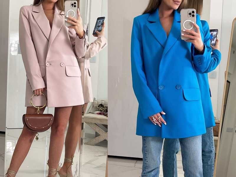 Livi piękna długa marynarka - genialny kolor chaber M-L