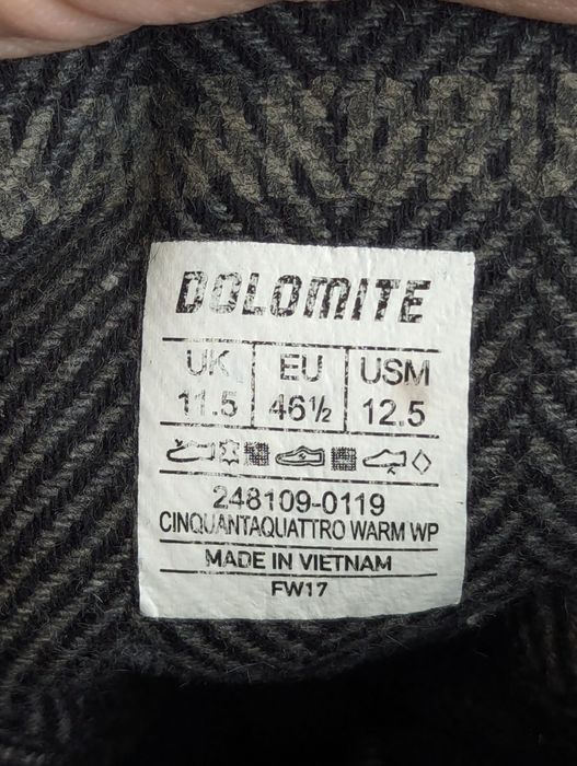 Dolomite 54 Warm 2 Оригінал Черевики Зимові Водонепроникні теплі 47
