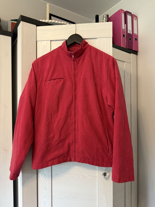 Kurtka damska zamszowa bomberka ramoneska na zamek bez kaptura fuksja