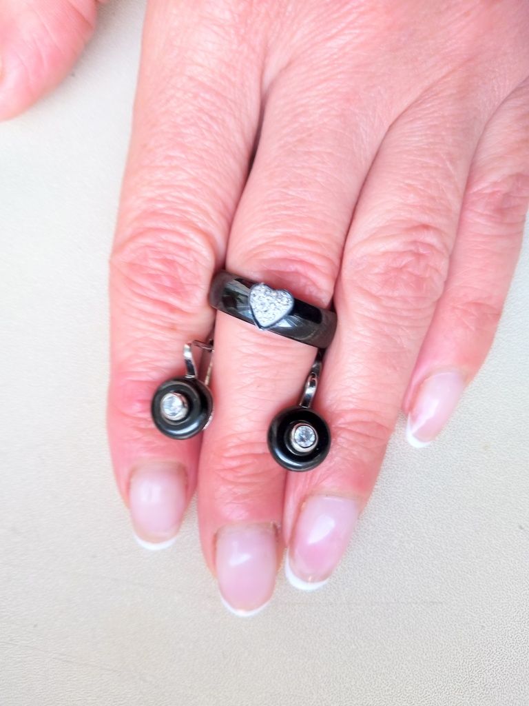Серьги керамическое кольцо керамiчнi кульчики керамика сережки колечко