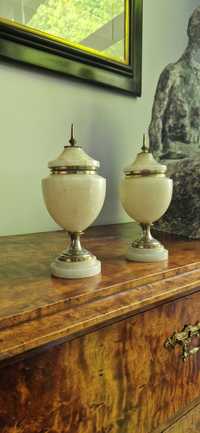 Dwie amfory urna z alabastru antyk vintage dekor secesja glamour