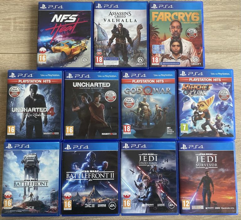 Zesraw gier ps4 tj. far cry, jedi, valhalla, nfs, uncharted