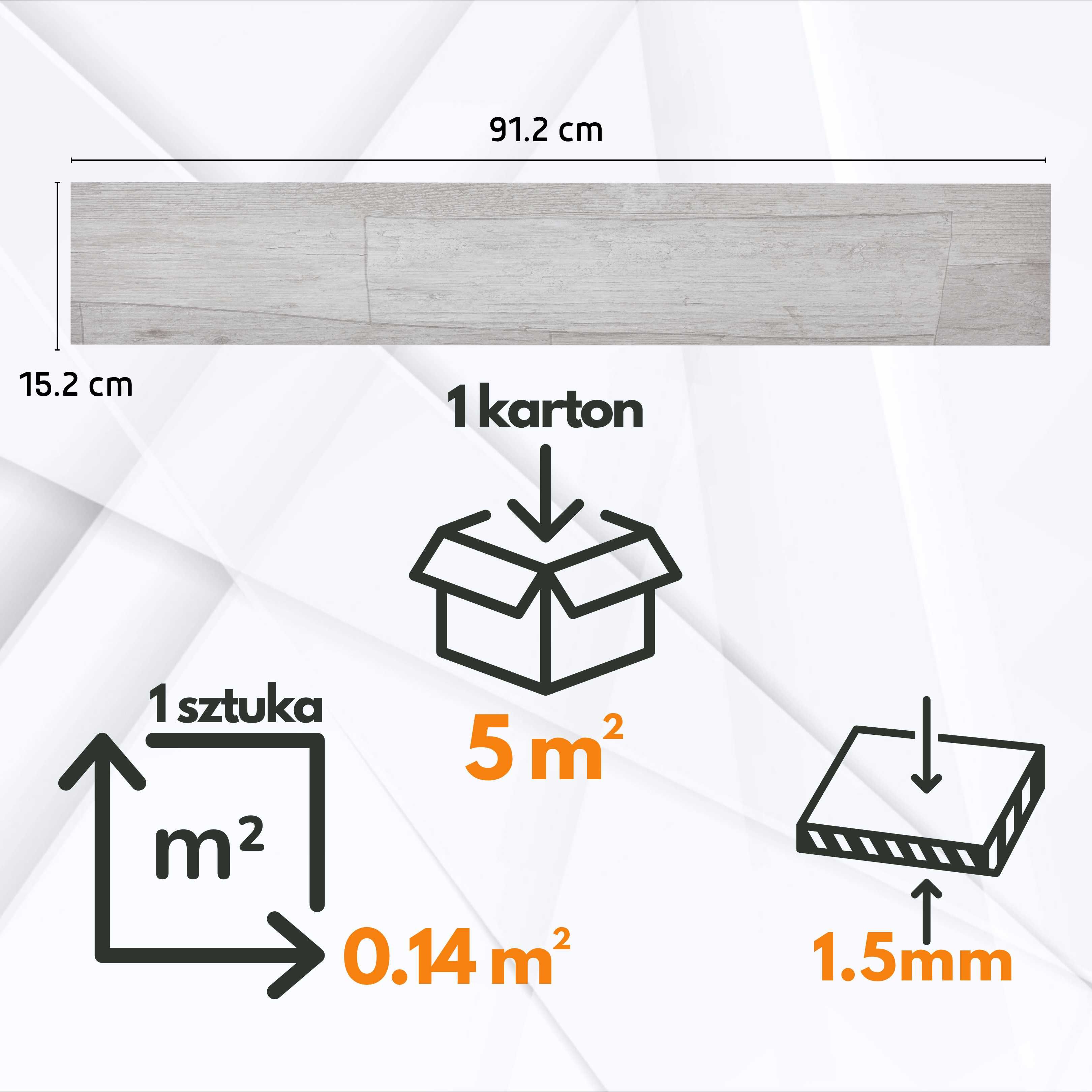 Panele Winylowe Samoprzylepne 5m² BIELONY SZARY DĄB Deski parkiet