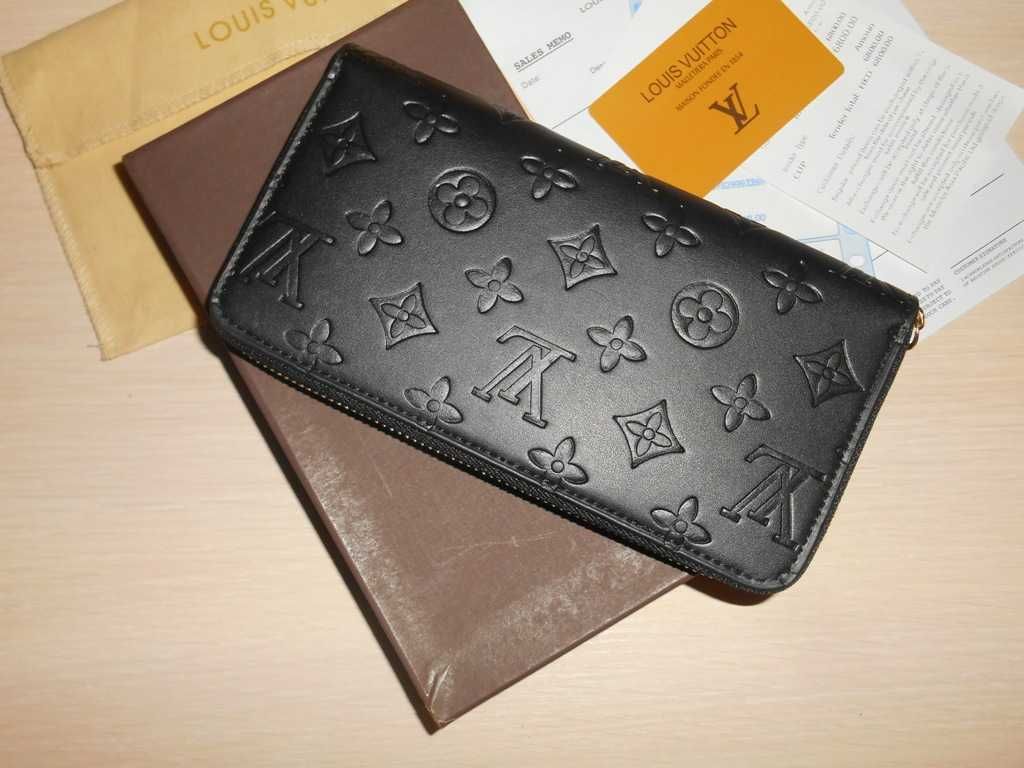 Louis Vuitton portmonetka Czarny portfel męski skóra 55-43