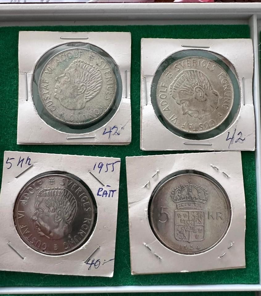 Zestaw 21 monet: 5 koron Gustaw VI Adolf, Szwecja, korony,srebro,