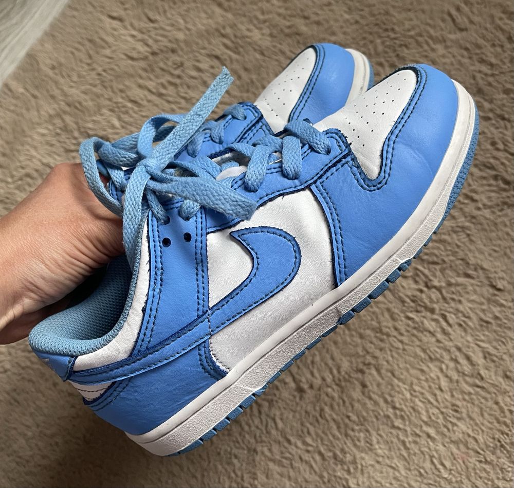 Sneakersy młodzieżowe chłopięce dziewczęce Nike Dunk Low niebieskie 34