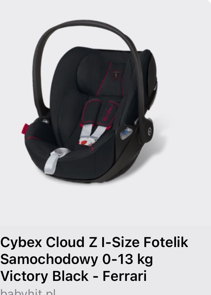 Fotelik samochodowy CYBEX (0-13kg) edycja  Ferrari plus baza Isofix