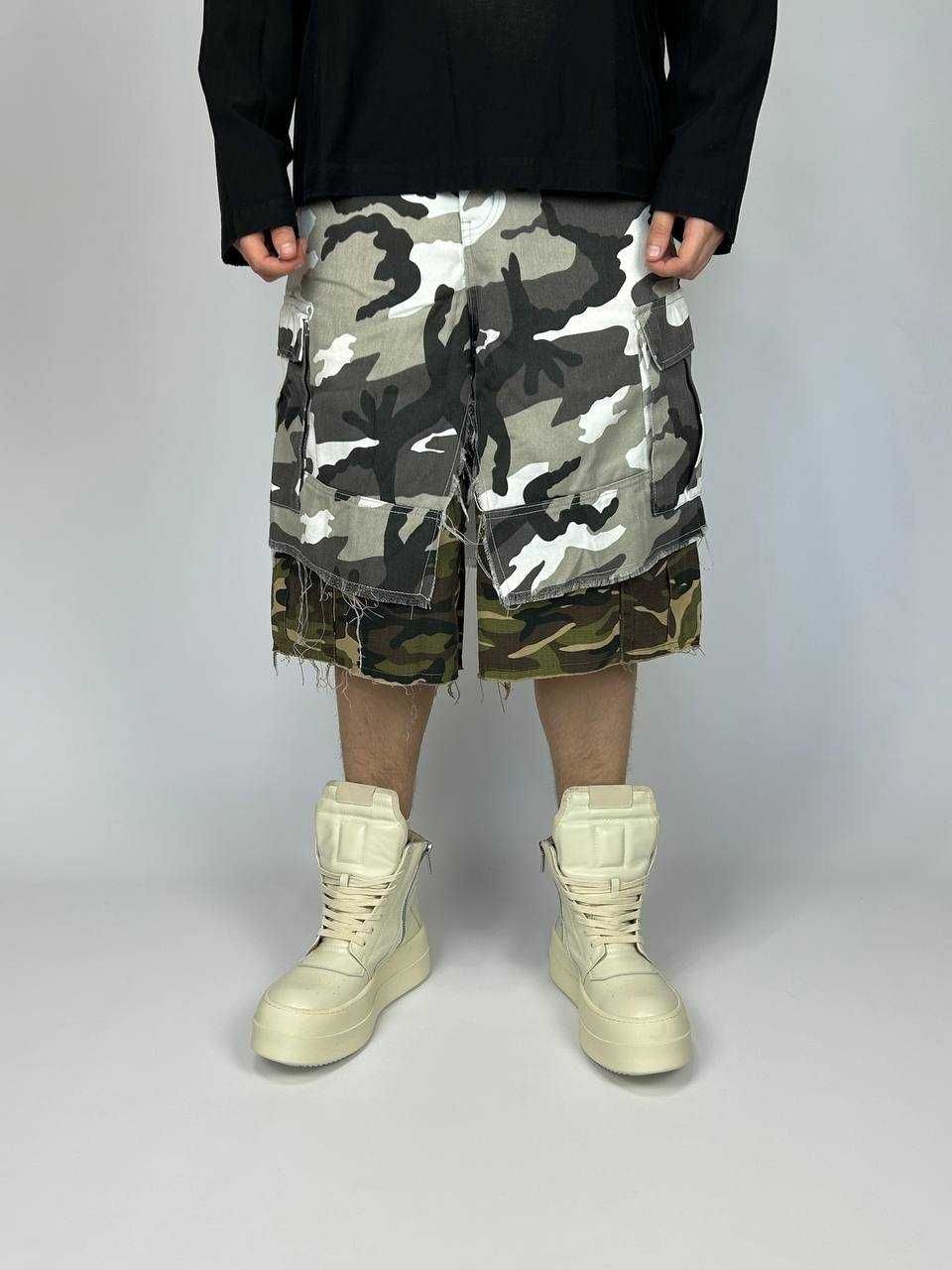 Шорти камуфляжні baggy archive opium cargo карго шорты серые камо