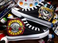 Trampki wysokie czarne 44 Guns N' Roses ręcznie malowane converse