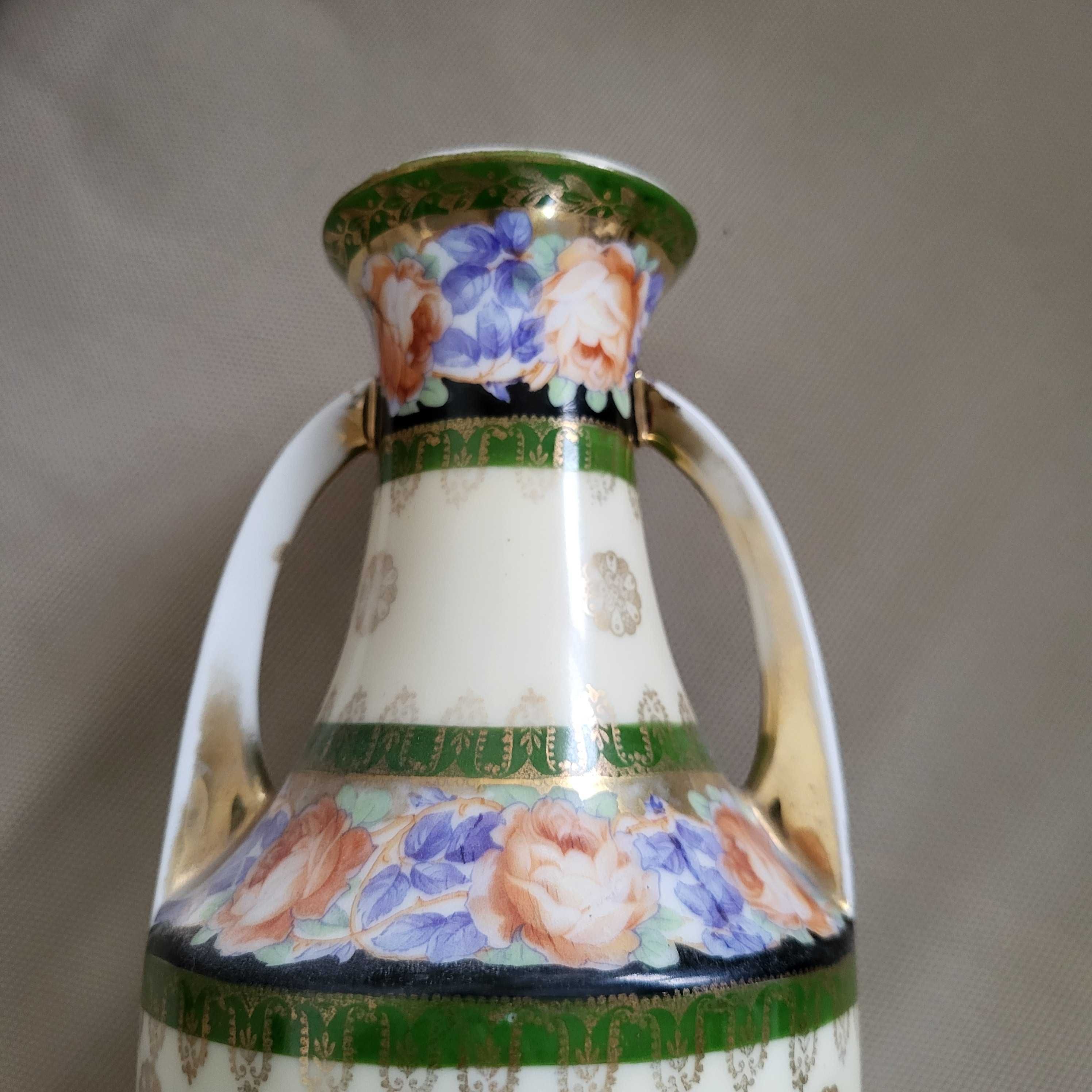 Złocony wazon Erdmann Schlegelmilch porcelana niemiecka secesja