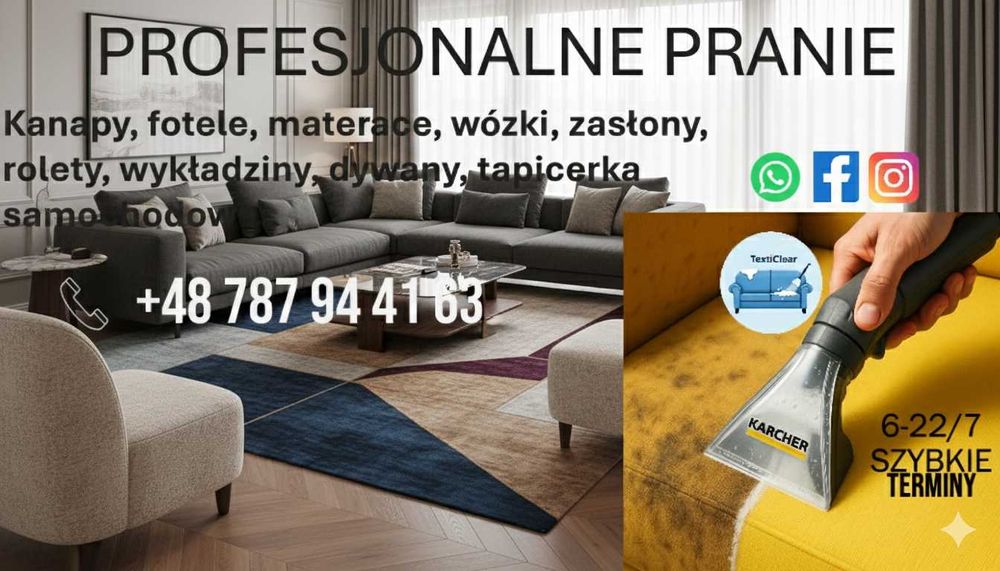 Pranie tapicerki meblowej Сzyszczenie dywanów i wykładzin Pranie sofy