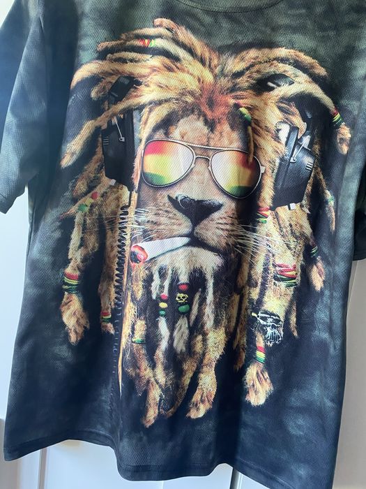 Męski t-shirt bluzka z krótkim rękawem lew rasta lion reagge