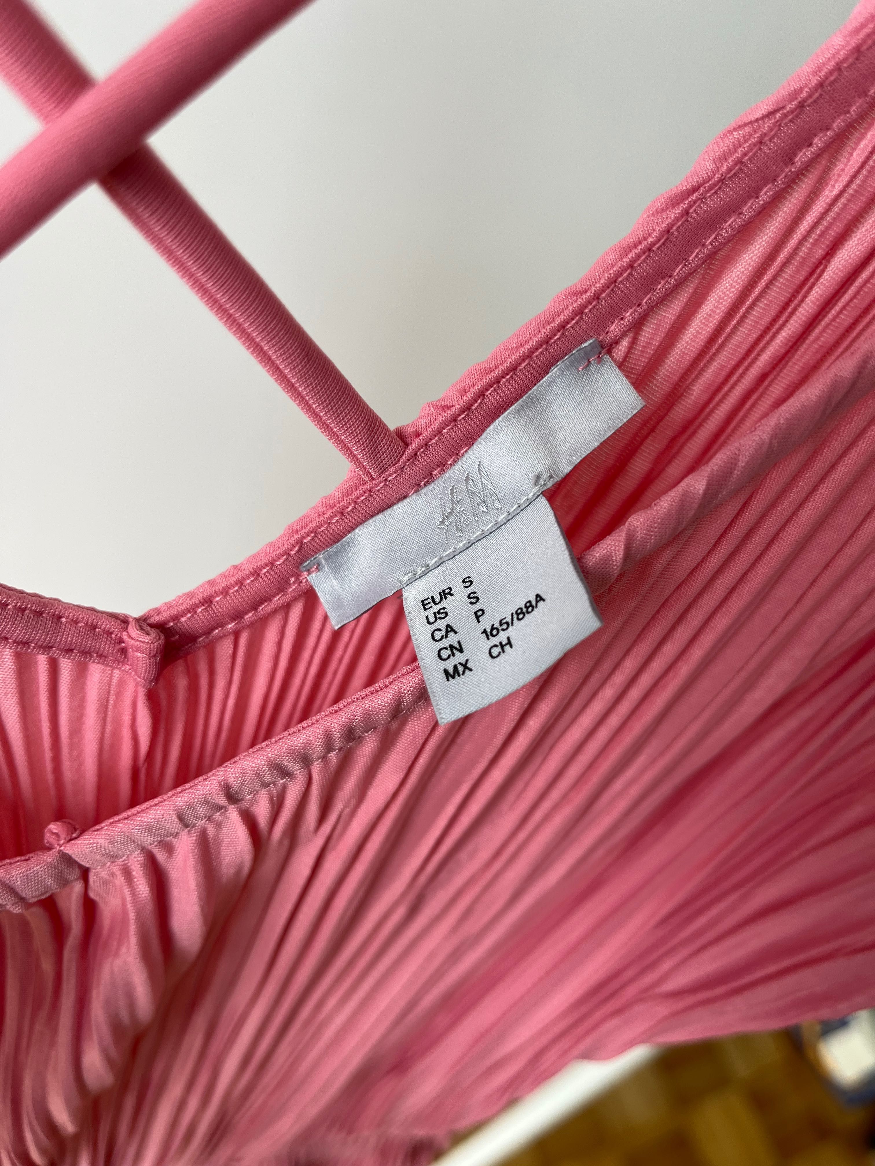 Sukienka plisowana różowa H&M S