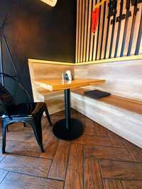 Bukowy stół na jednej nodze 80x80 metal postument do restauracji loft