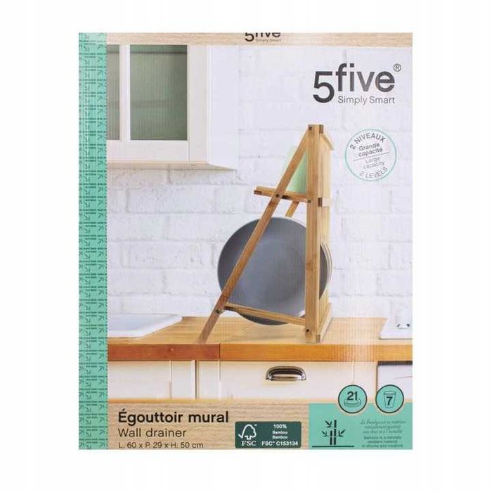 Bambusowa Duża Suszarka/Ociekacz do naczyń 2 Poziomy Składana