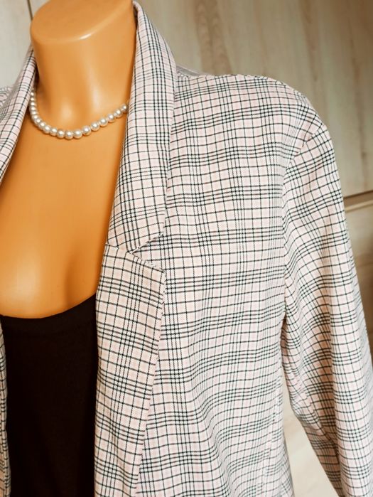 Sg Marynarka damska 36 , S dłuższa marynarka w kratę S żakiet 36 , S