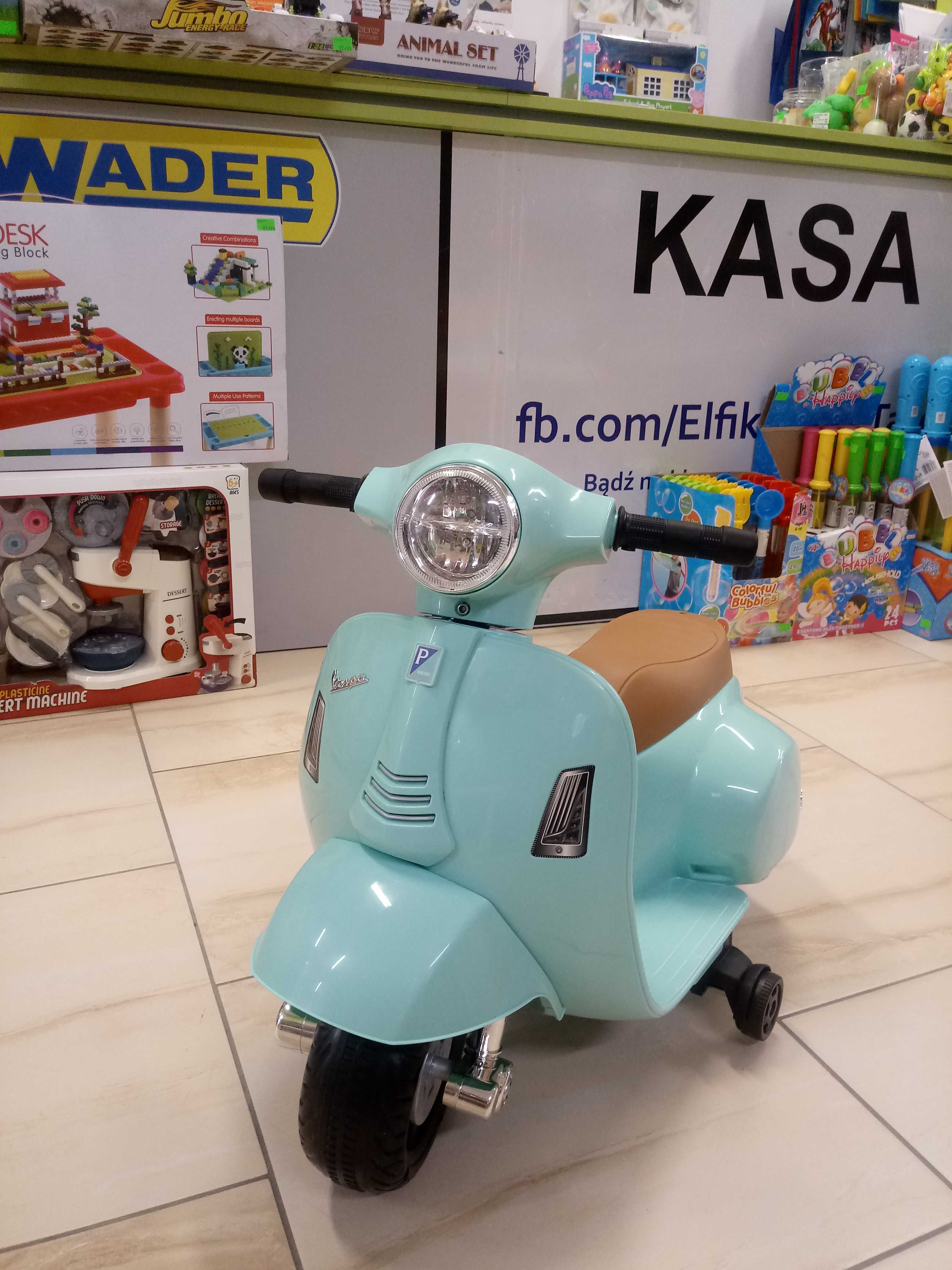 Jeździk skuter na akumulator Scooter Vespa turkusowy *NOWY*