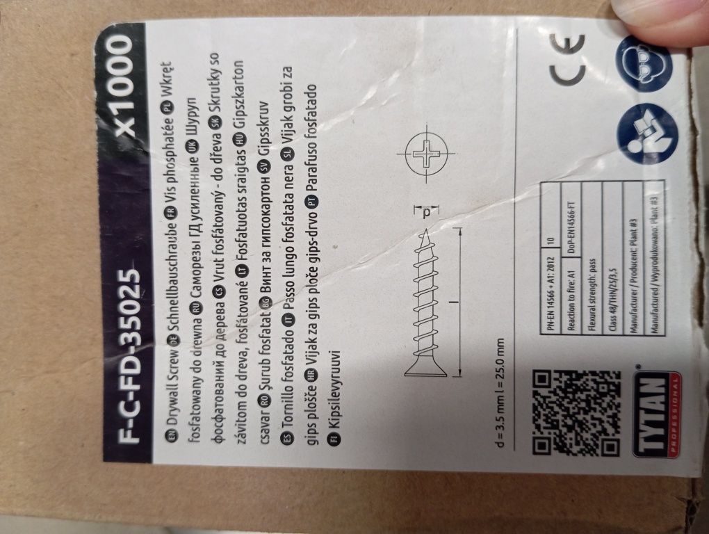 Wkręty do drewna 3,5 x 25 mm fosfatowane 1,6 kg, ponad 1600 szt czarne