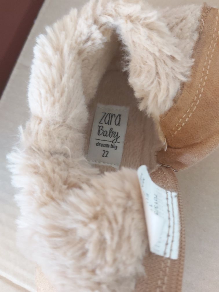 Buty Zara Baby R.22 Przejściowe Ocieplane Wiosenne Przejściowe Brązowe