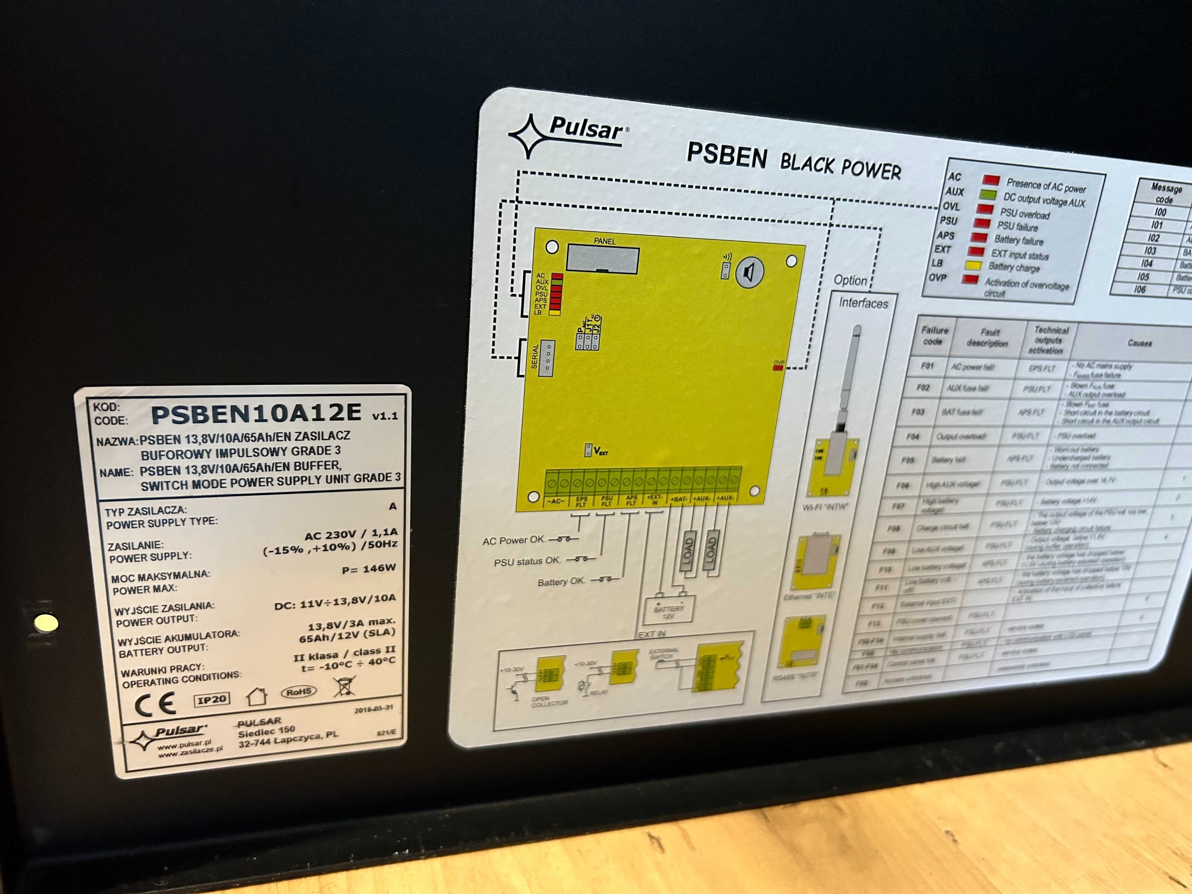 Zasilacz buforowy impulsowy 12V 10A, Pulsar PSBEN10A12E/LCD