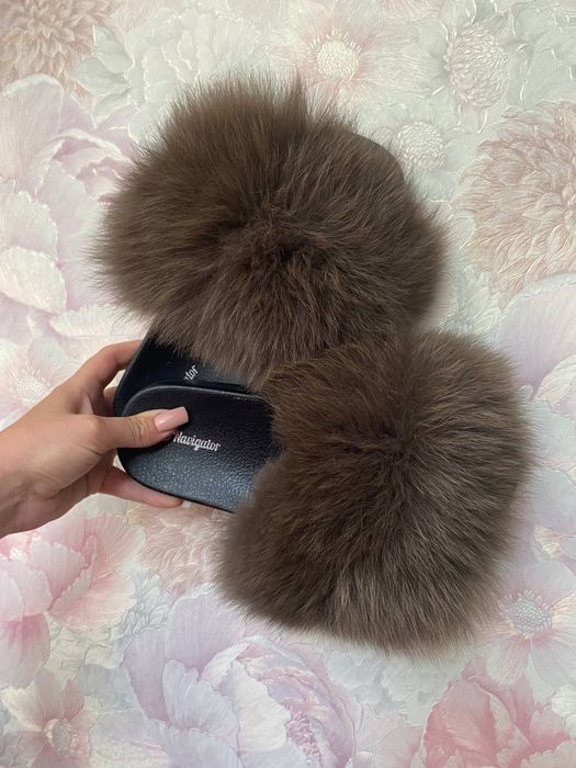 Сезонний розпродаж!Неймовірні зручні пухнасті шльопки натуральне хутро