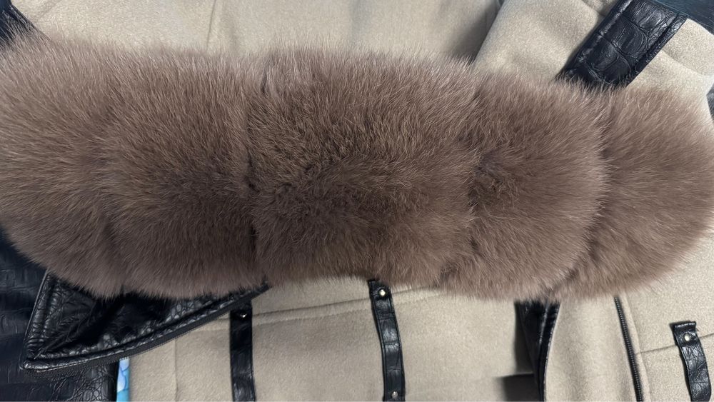 Зимова куртка трансформер косуха авіатор кашемір шкіра з хутром песця