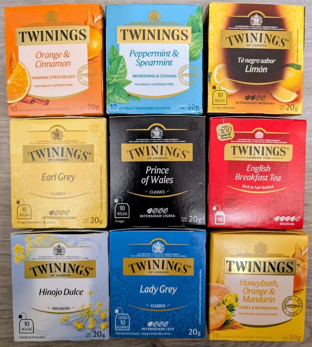 Zestaw herbat Twinings różne 9 opakowań