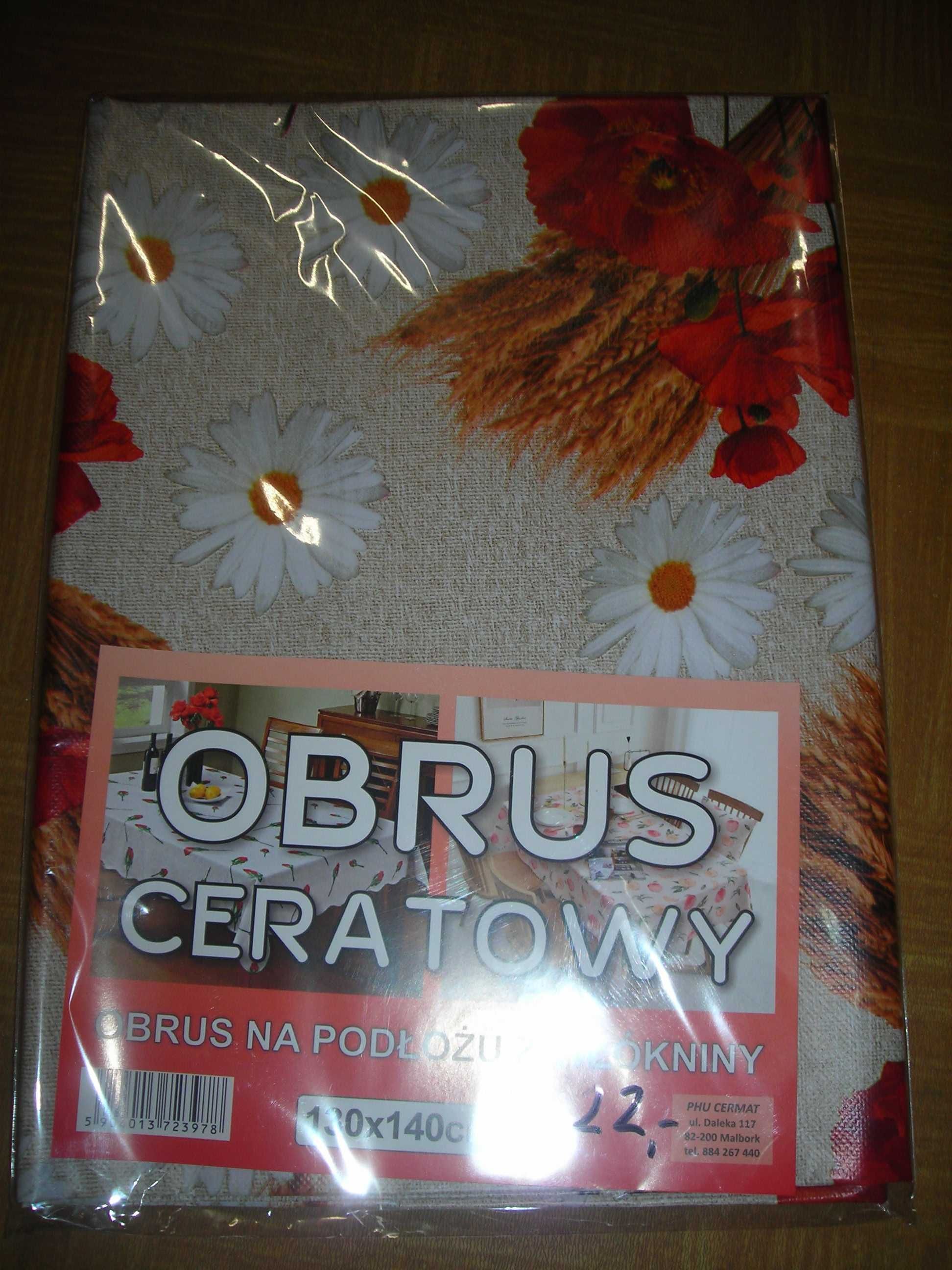 Obrus ceratowy na podłożu z włókniny cerata stokrotki czerwony 130x140