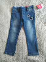 Nowe spodnie jeansowe rurki r.92 dżinsy elastyczne miękkie gwiazdki