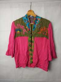 Ivko Multicolor Cotton Linen Vintage Floral Cardigan