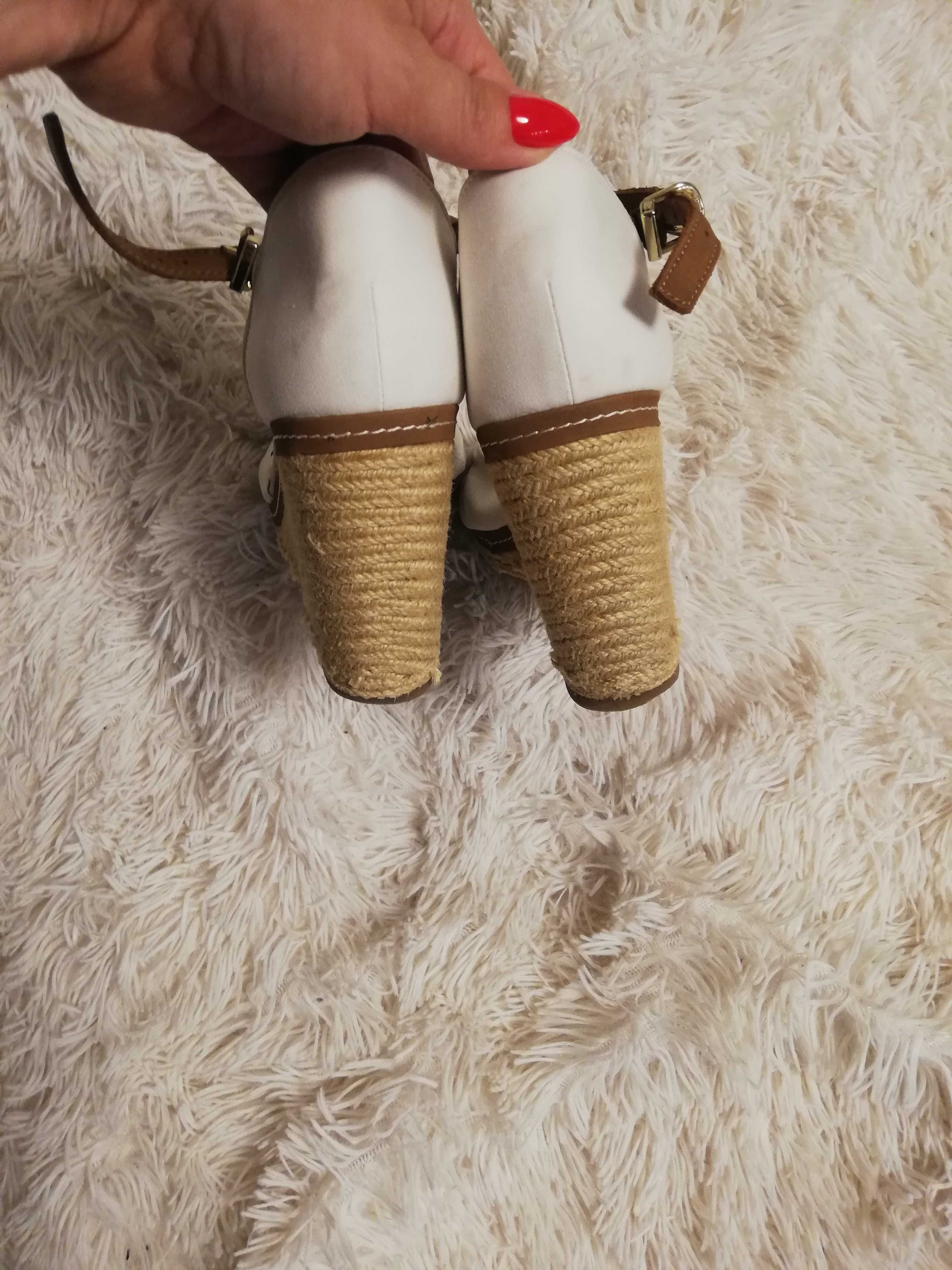 sandały Tommy Hilfiger 40 sandały 40 Tommy Hilfiger na koturnie skóra