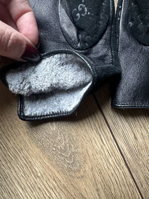 Rękawiczki GG czarne skórzane r. 6,5