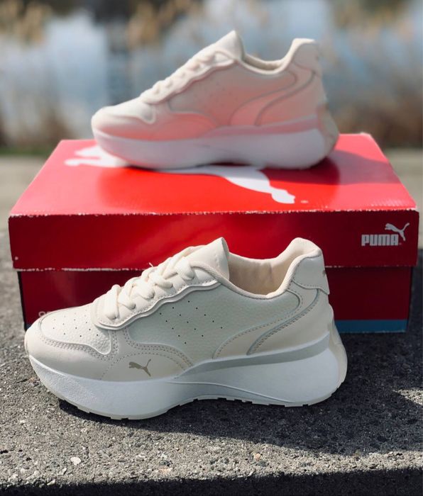 Puma кожаные кроссовки женские, натуральная кожа. красовки Пума 2025