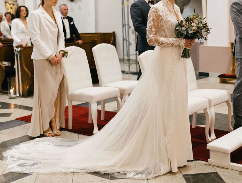 Suknia ślubna + płaszcz / 3w1/ podpinany tren/ gorset