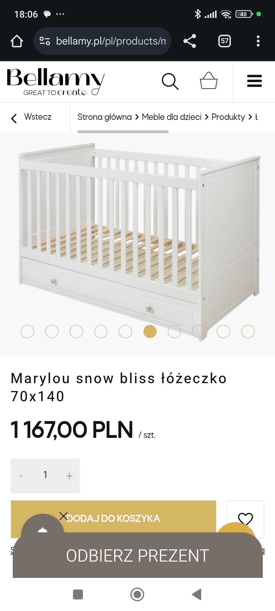 Łóżeczko Bellamy Marylou 70x140 z materacem Rucken