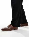 Asos Design 42 Brązowe Skórzane Loafersy H15715