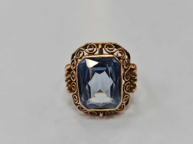 1931 - 1963! Złoty pierścionek/ 585/ 8.30 gram/ Topaz/ R20