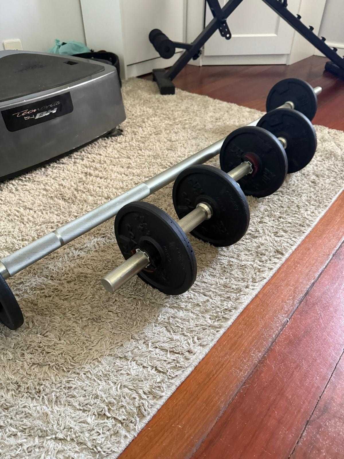 Banco de Musculação Mobiclinic + Conjunto de Pesos 50kg, Como Novo