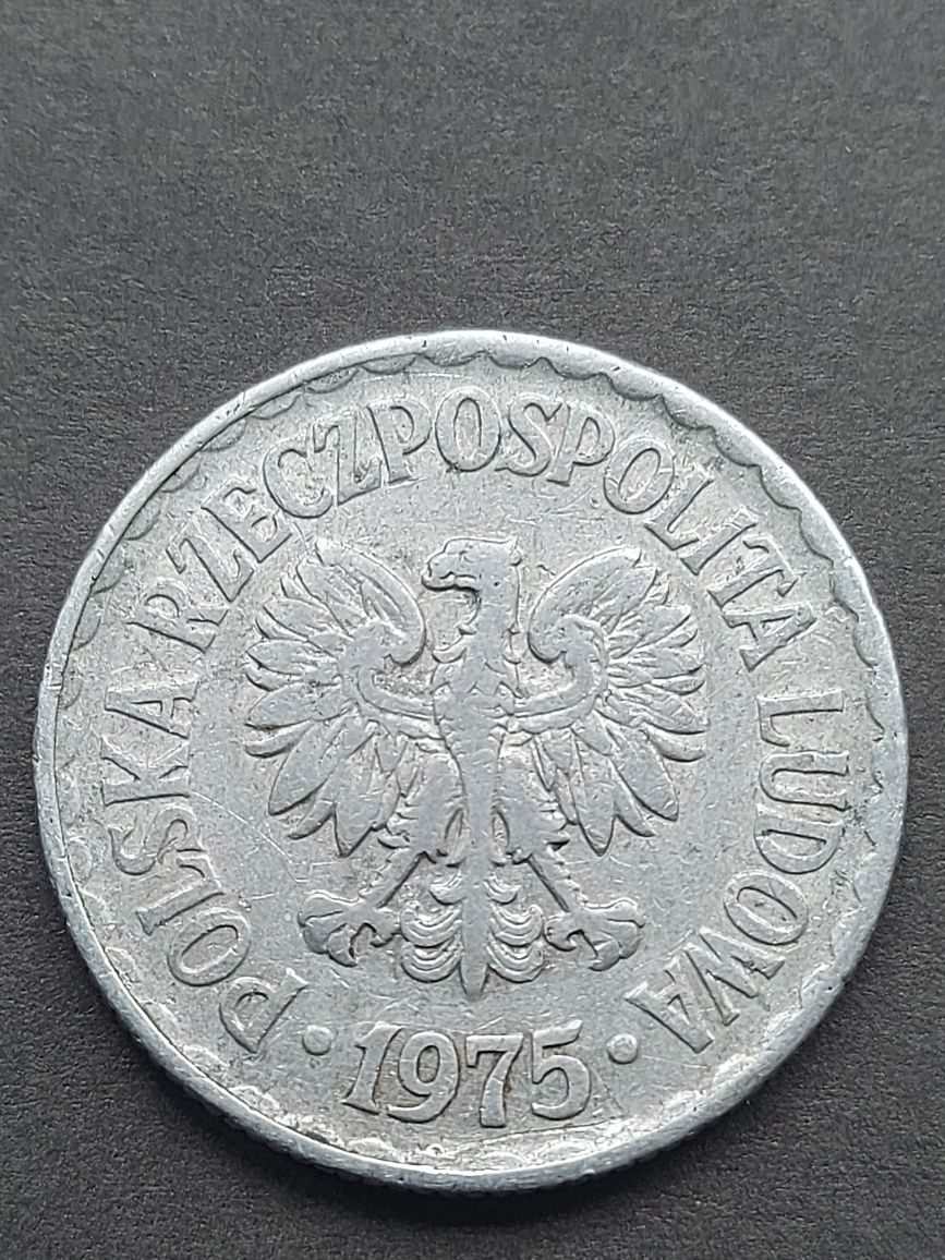 moneta z czasów PRL 1 złoty z 1975r bez znaku mennicy