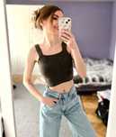 Szary crop top H&M XS 34 z domieszką wełny sweterkowy