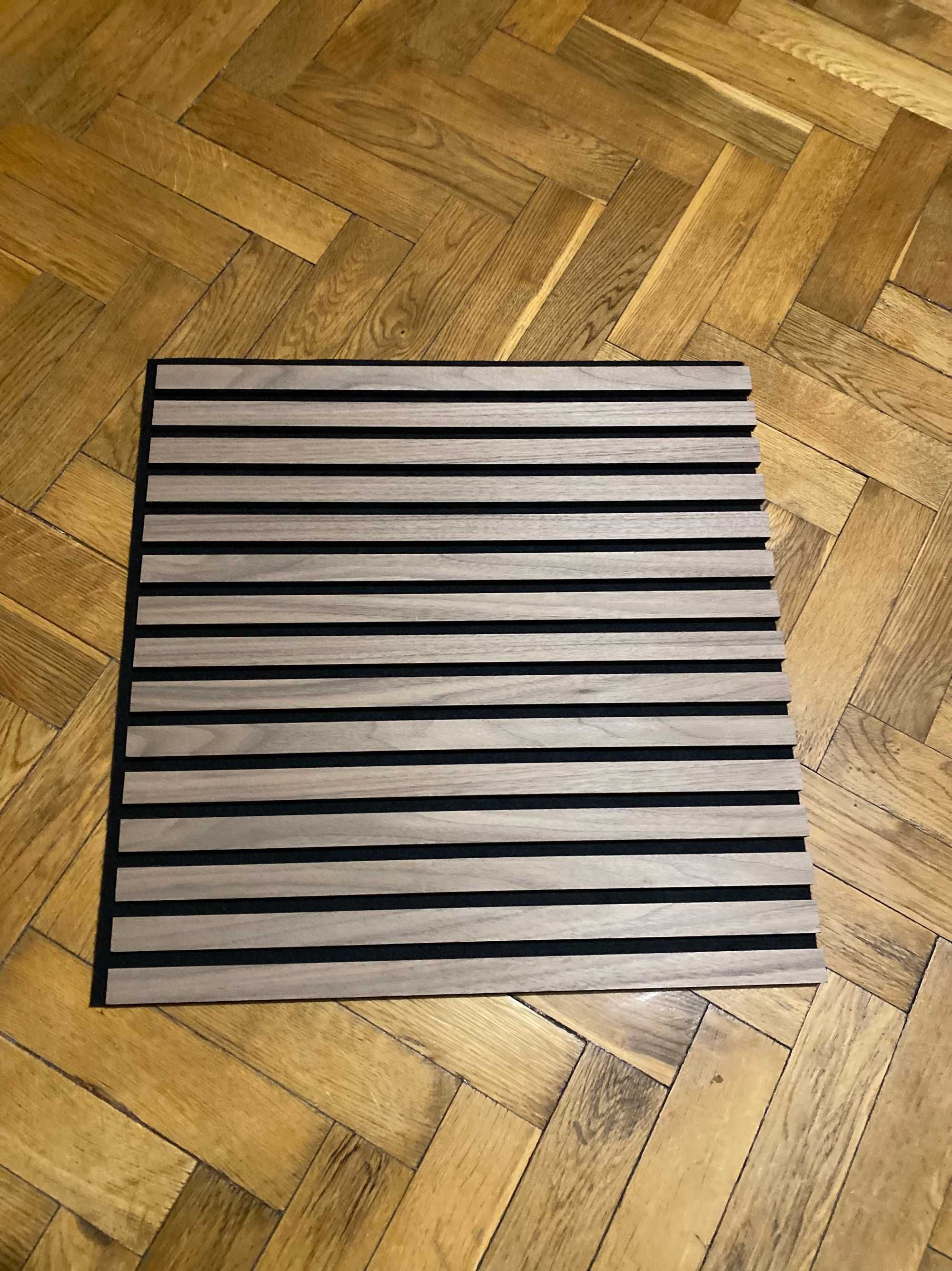 Panele na filcu z lamelami 60x60 cm , dębowo -szare