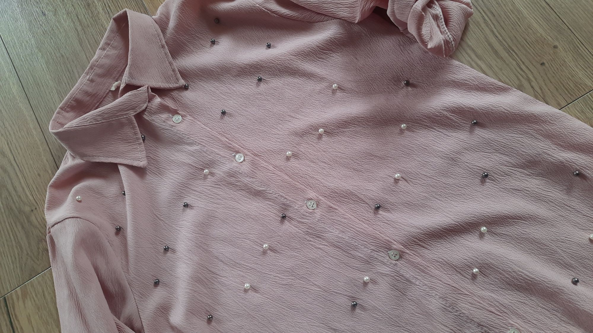 Koszula z perełkami różowa s/M