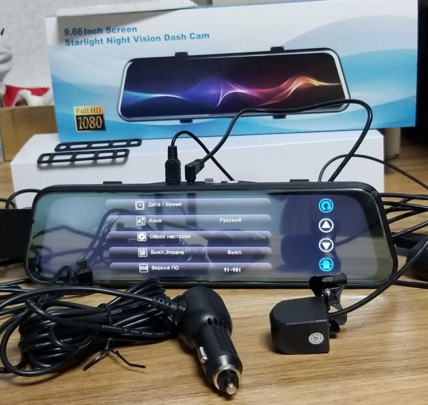 Зеркало авто відео реєстратор DVR 2камери  сенсор"10"2кАвторегистратор