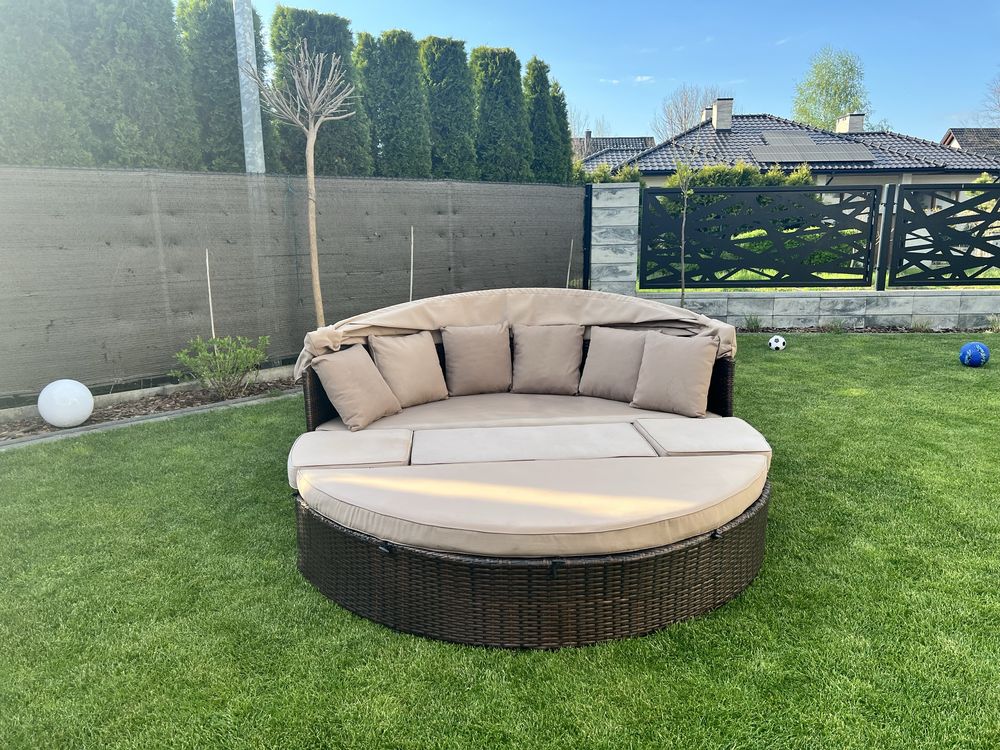 Merxx Riva wyspa relaksacyjna, Ø 180 cm, brązowa plecionka rattan