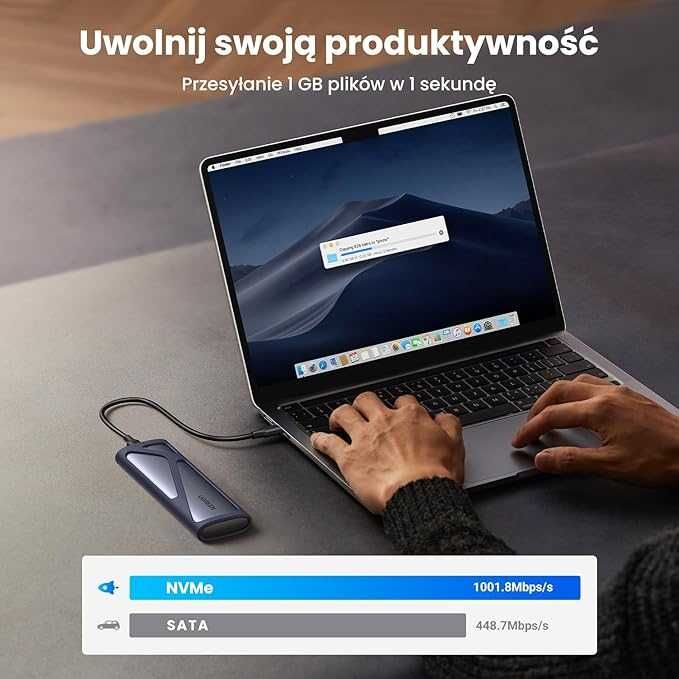 UGREEN Obudowa dysku USB 3.1 Gen 2 M.2 Zgodna z M.2 NVMe i M.2 NGFF