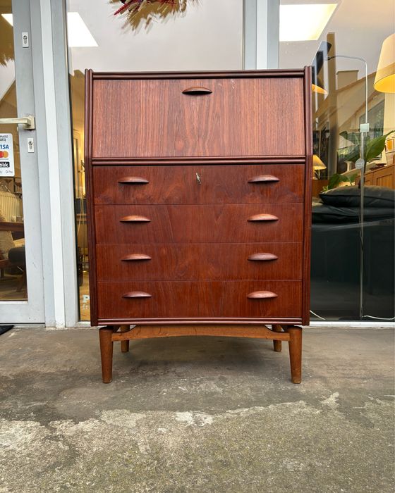 Skandynawski tekowy sekretarzyk komoda Dania lata 60 vintage