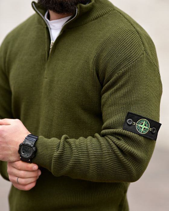 чоловічий светр stone island чорний сірий олива/чоловічий светр на зіп