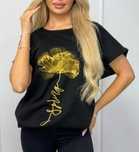 Elegancki T-shirt ze złotą aplikacją