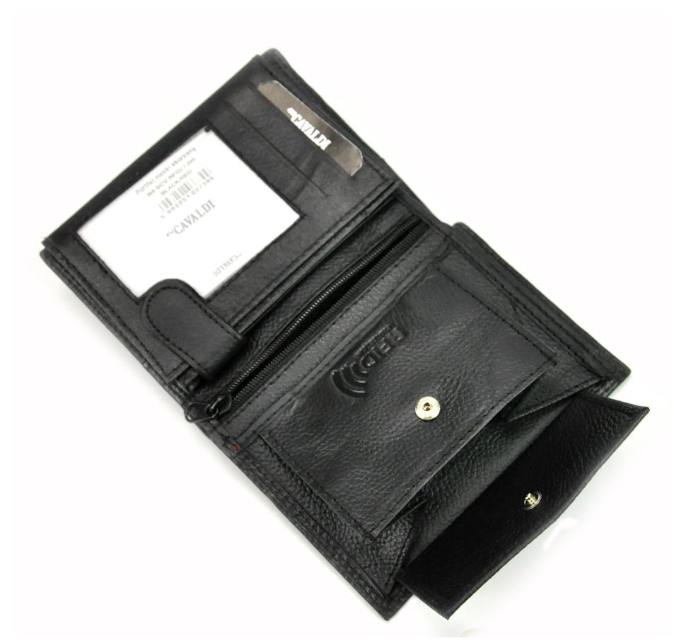 Męski portfel Cavaldi N4-SCV RFID skóra naturalna czarny + czerwony